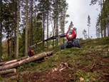New Wheeled Harvester in forest